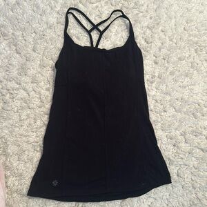 Athleta black tank top with criss cross back